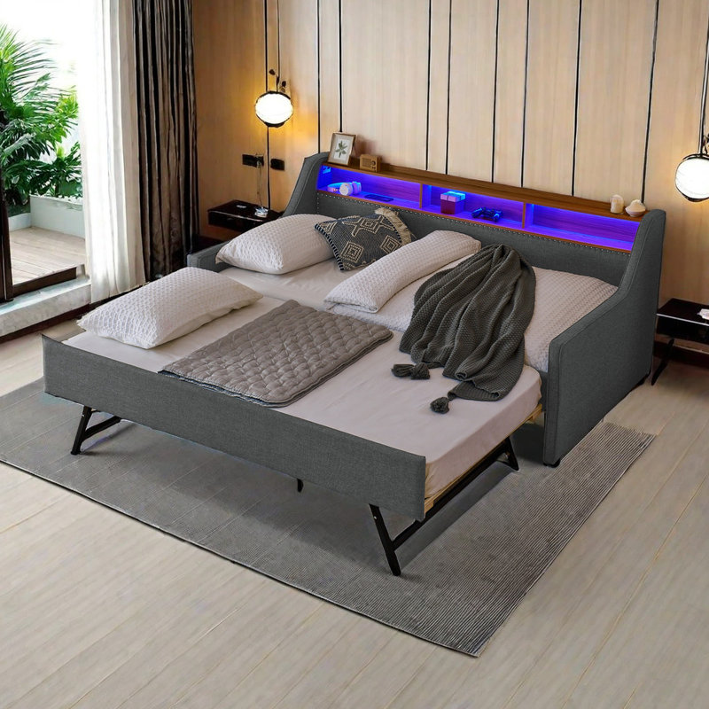 Lit de jour avec couchette Duella, Beige
