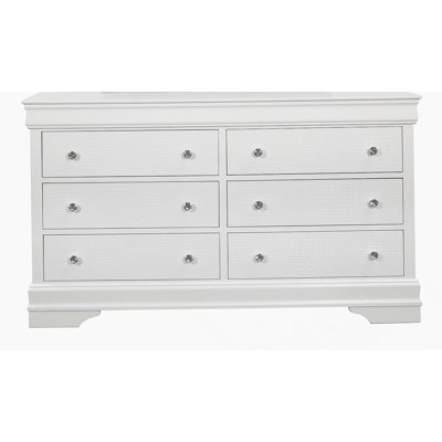 Commode horizontale en bois manufacturé avec 6 tiroirs