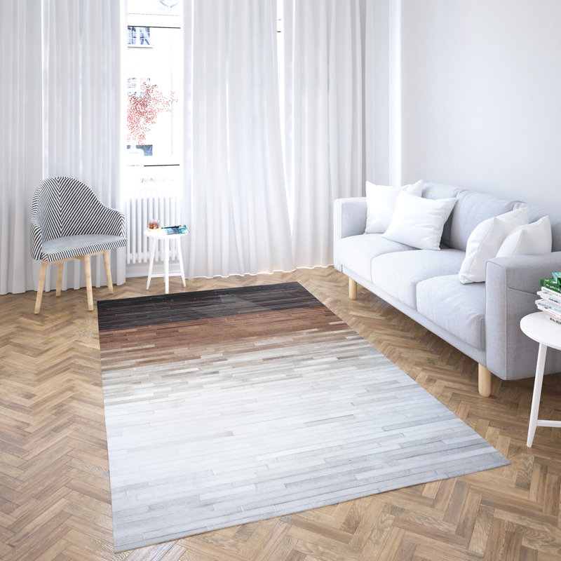 Tapis rectangulaire unique en cuir de vache Jessiana, Rectangle 8 pi x 10 pi