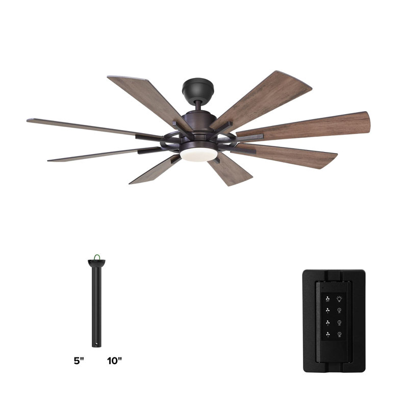 SkyFan Procyon 60" 8-Blade Ceiling Fan, Walnut/Distressed Gray