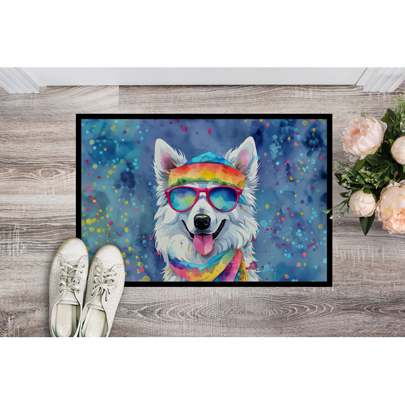 Tapis intérieur ou extérieur American Eskimo Hippie Dawg 24 x 36