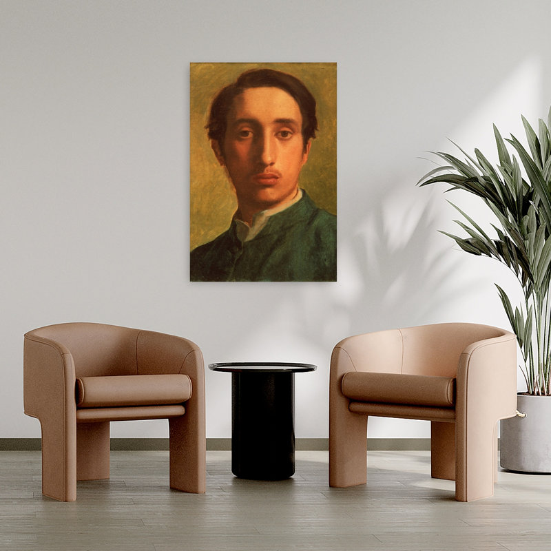Degas en veste verte, vers 1856. Estampe d'art mural contemporaine abstraite impressionniste représentant un portrait.