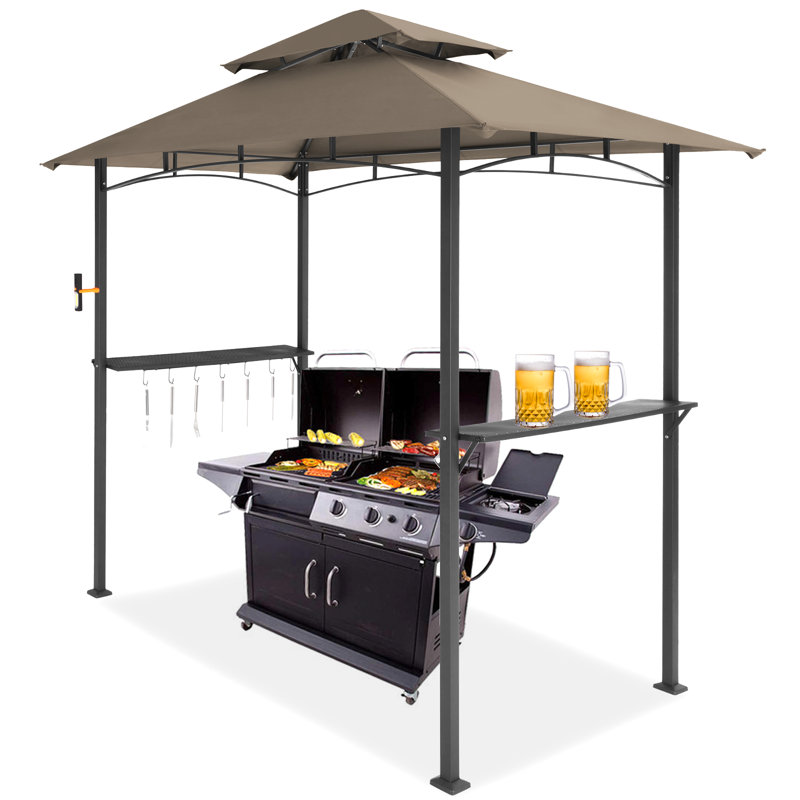 Pavillon de jardin en acier pour barbecue l 8 pi. x P 5 pi., Marron