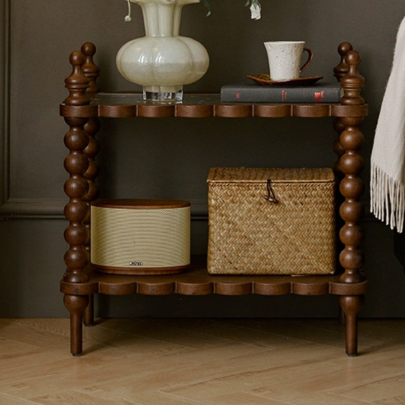 Modern Solid Wood+Glass End Table
