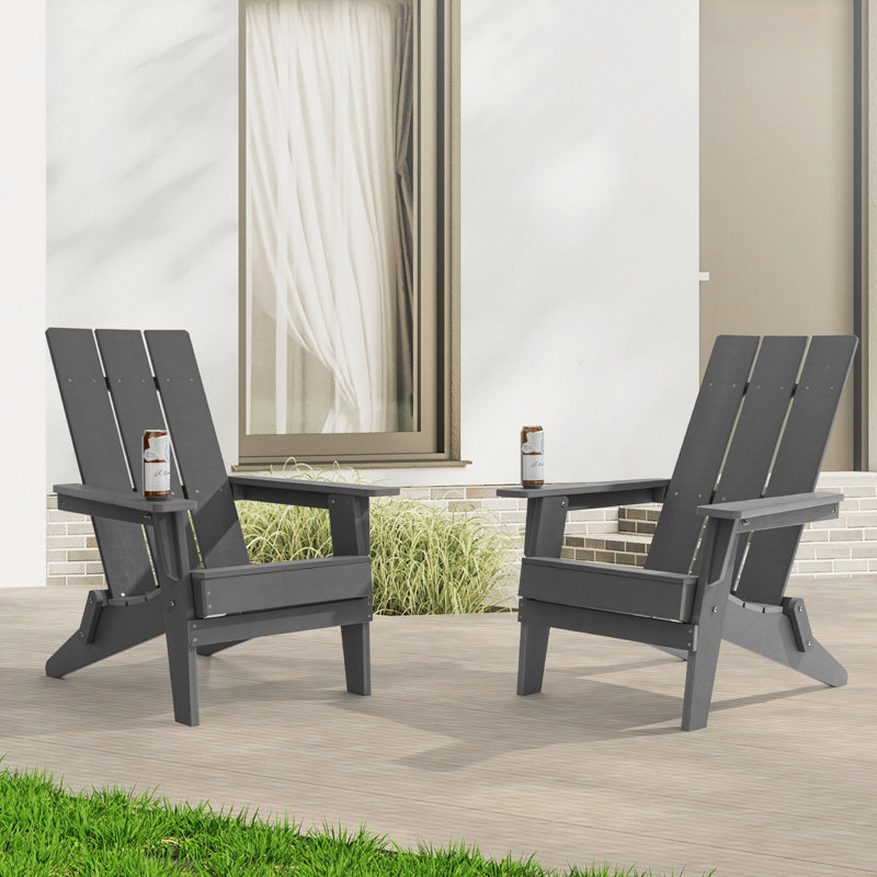 Chaise Adirondack pliable Fairlough HiPS, Gris anthracite