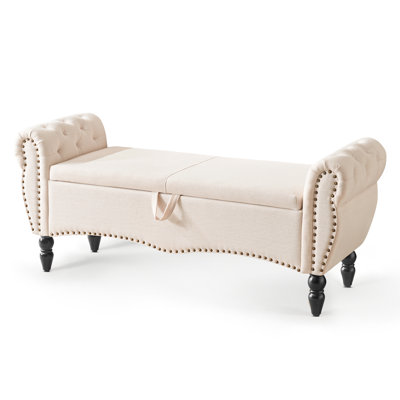 Button Tufted Storage Bedroom Bench