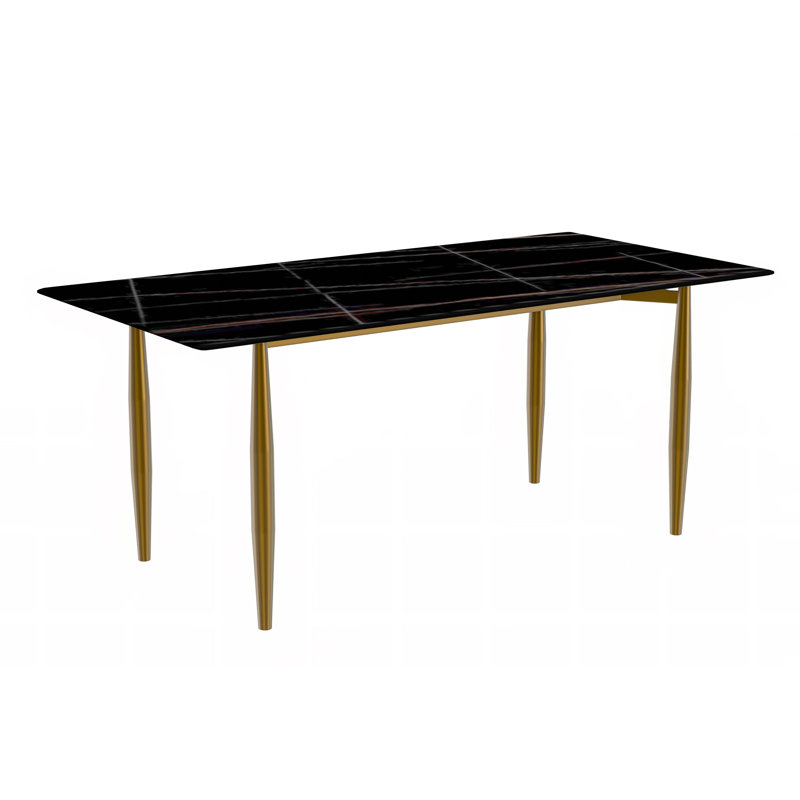 Metal Base Dining Table, 55.11" W x 31.5" L, Black/Gold