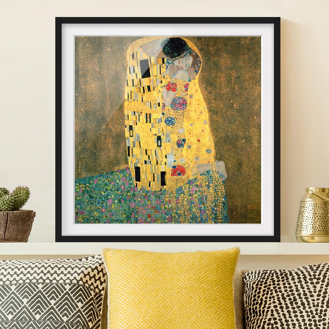 Gerahmtes Papierbild Der Kuß von Gustav Klimt