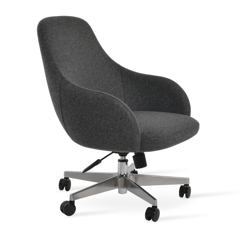 Fauteuil de bureau en laine Gazel, Gris foncé