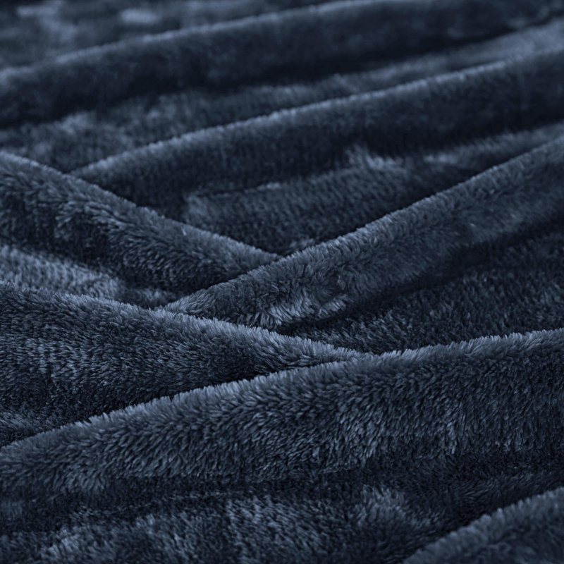Navy Blue Reversible Fleece Throw Blanket