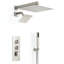 Ensemble de robinet de pomme de douche double 12 po et 6 po avec douchette combinée à main Rugen, système de douche à 3 fonctions avec pomme de douche à effet pluie, valve thermostatique incluse, luminaire de salle de bain-120193538