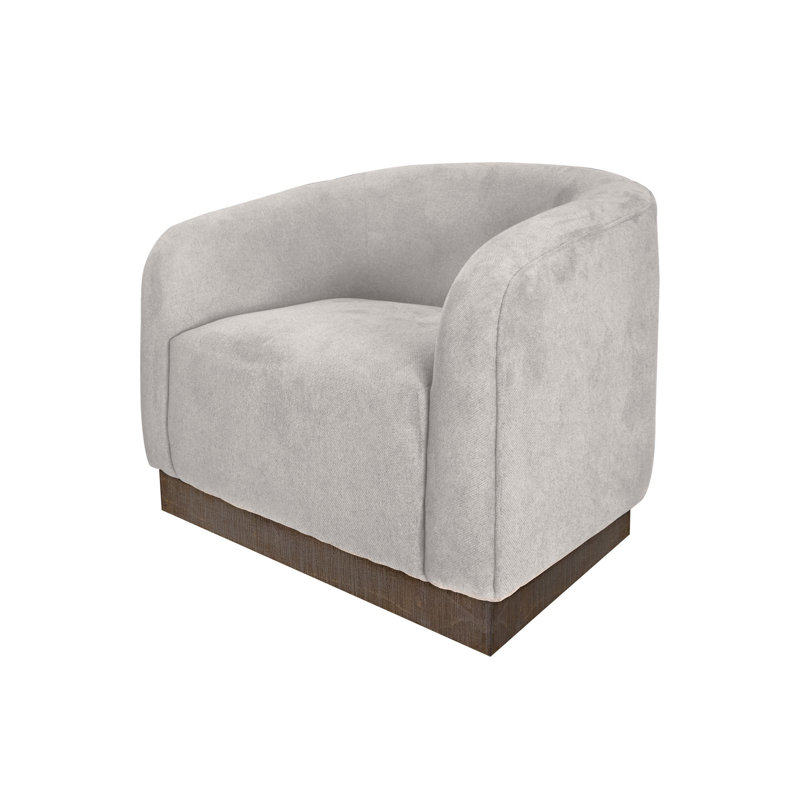 Chaise d'appoint Ino, polyester, coussins en mousse, plateforme en bois massif, Mélange de polyester beige