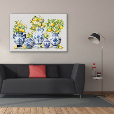 Toile épique «Lemons And Chinoiserie D» par Jean Plout, graffiti épique, 60 po x 40 po