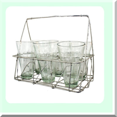 Rustic Rectangular Galvanized Wire Caddy - 6 oz Drink Holder