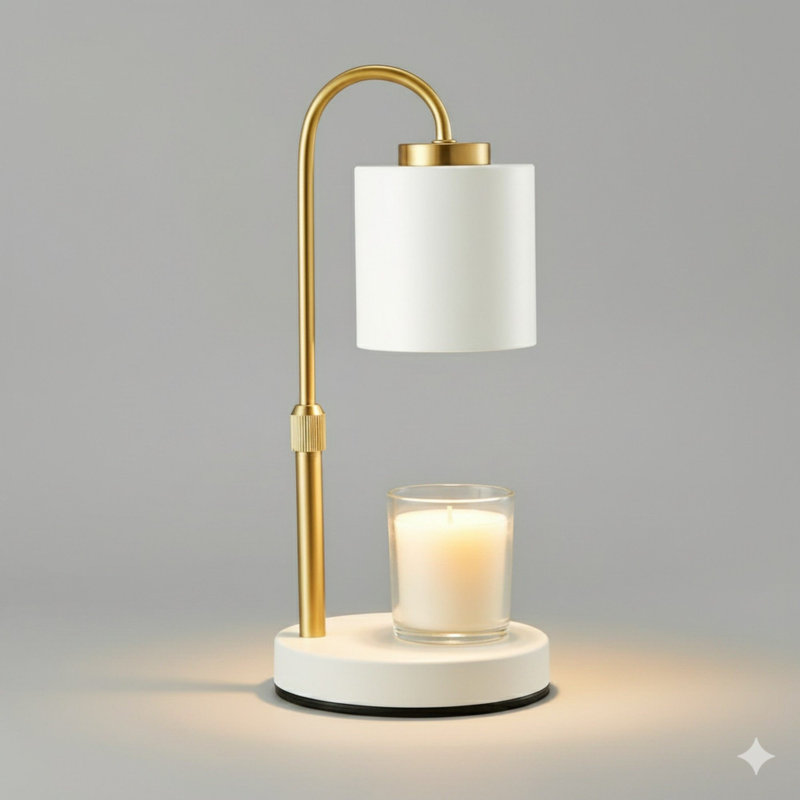 Lampe pour bougie avec minuterie et gradateur, chauffe-bougie à cire électrique à hauteur réglable pour bougies en pot, cadeaux pour maman, or blanc