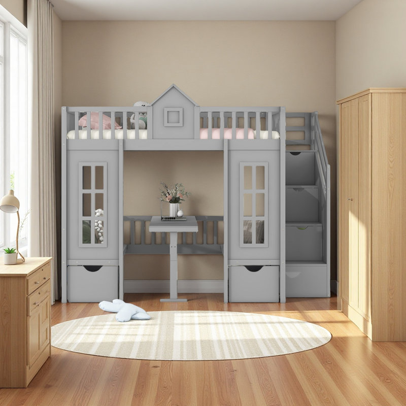  Bunk Bed With Changeable Table, Gray
