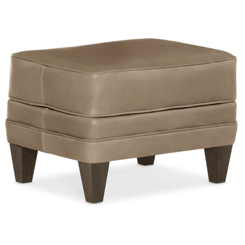 Willow Ottoman, Cobblestone, Anilina Cacao Genuine Leather
