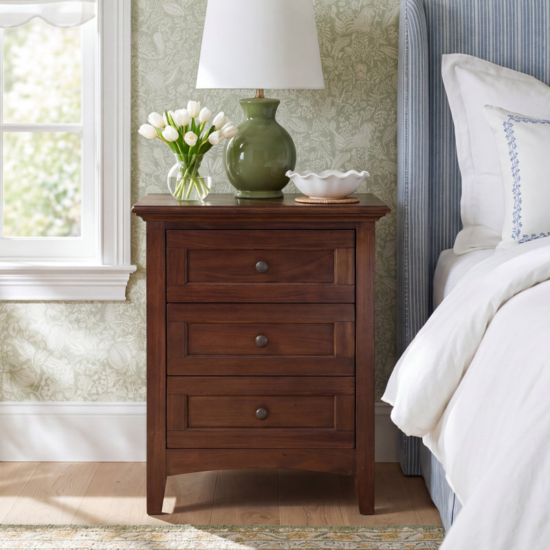 Melusina 23.25'' W Solid Wood Nightstand, Cherry Brown
