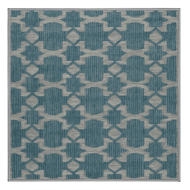 Machine Washable Trellis Gray Area Rug, Square 7'
