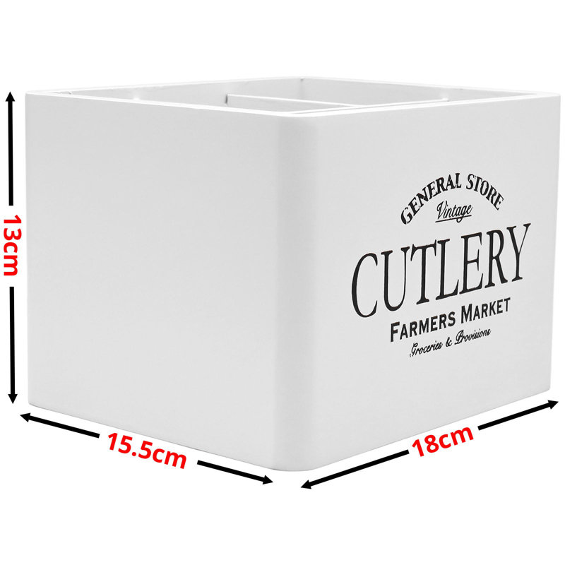Wood Rectangle Utensil Crock