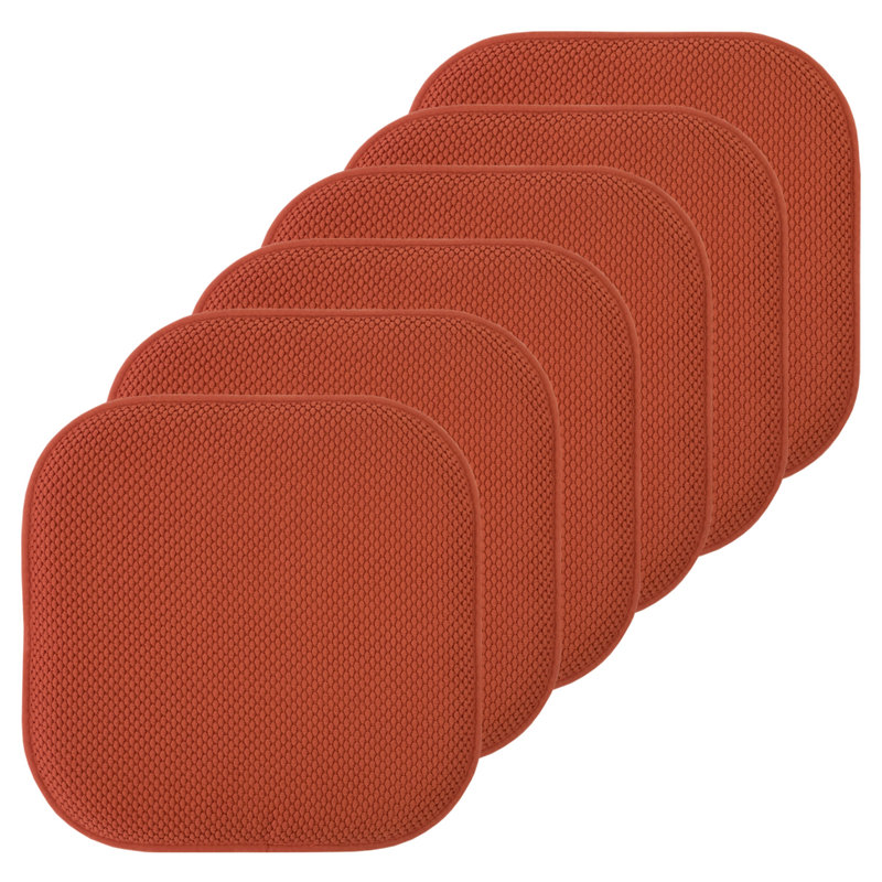 Honeycomb Non-Slip Indoor Chair Cushions, Rust, 6-Pack