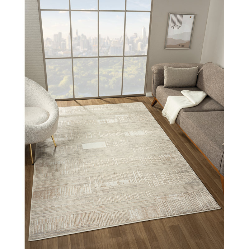 Tapis moderne à motif de blocs linéaires, Tapis de couloir 2 pi 7 po x 7 pi 2 po