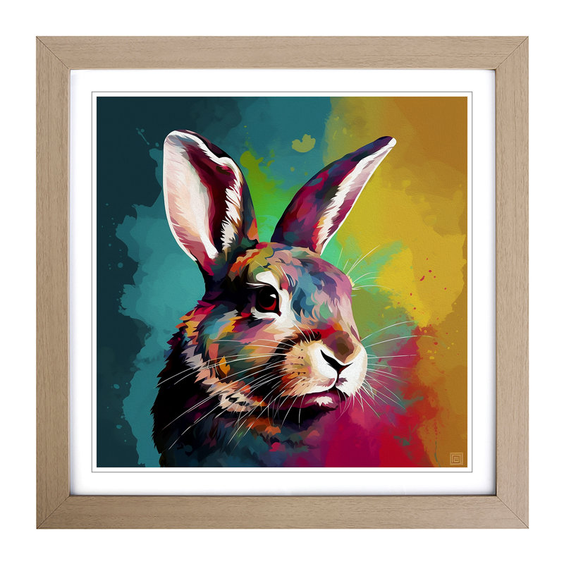 Rabbit Digital No.5 - Framed Print, Oak