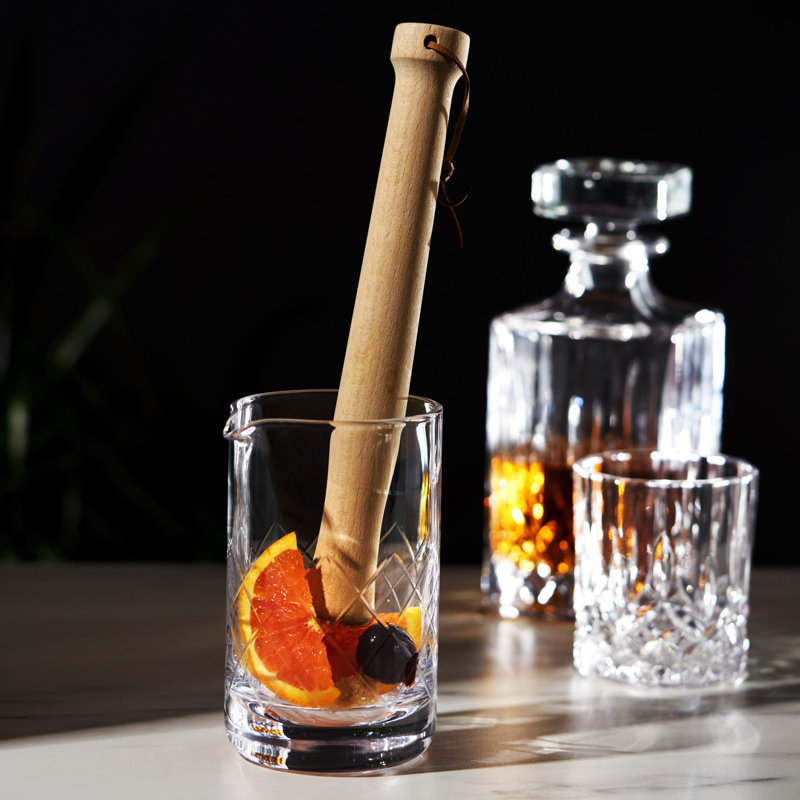 Beechwood Professional Cocktail Muddler with Faux Leather Strap