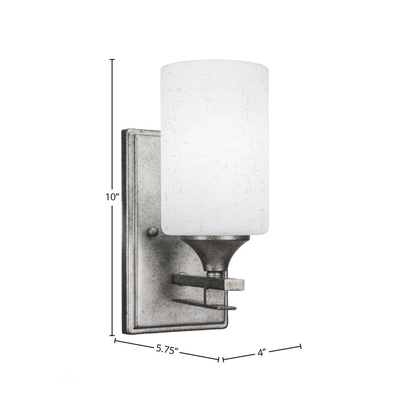 Uptowne Wall Sconce, Aged Silver, White