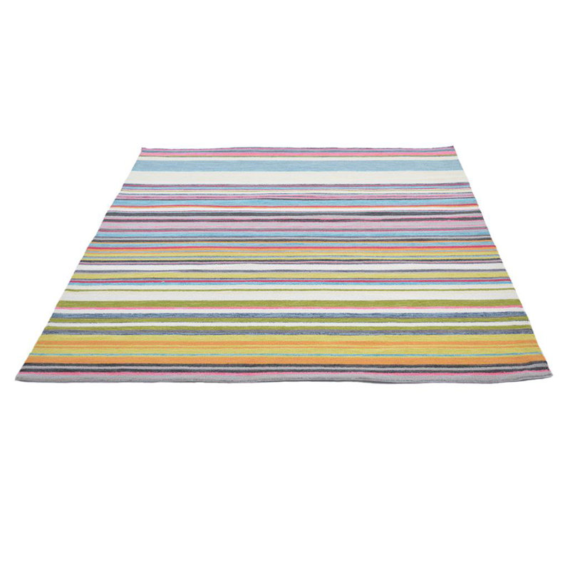 Hand Hooked Striped Area Rug, Rectangle 5'3" x 7'6"