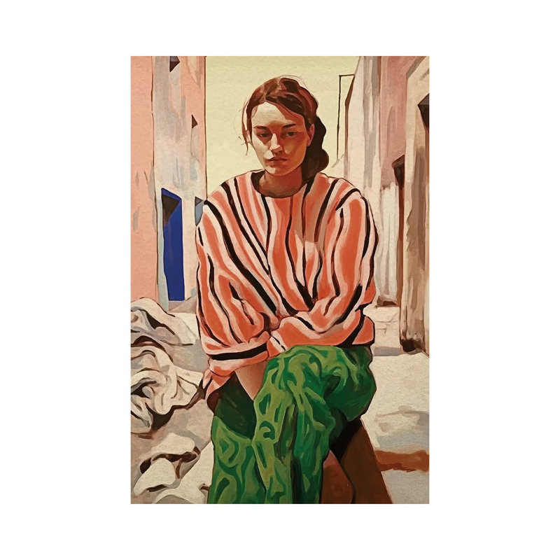She Is Thinking I 1 Piece Wall Art on Canvas, 30.48 cm H x 45.72 cm W, No Frame