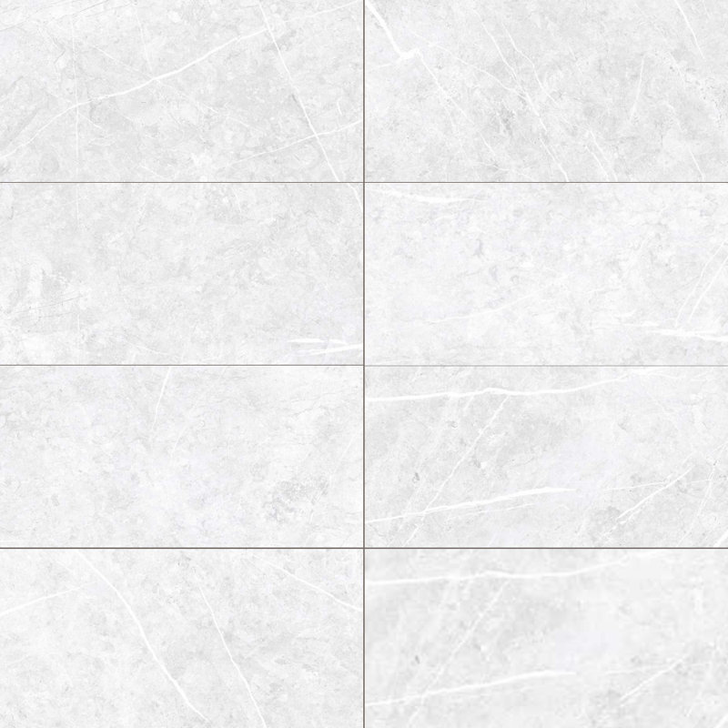 Carrelage mural et de sol Opera 12" x 24" en porcelaine mat aspect marbre, Blanc