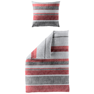 6908 Cotton Striped Duvet Cover Set with Pillow Shams