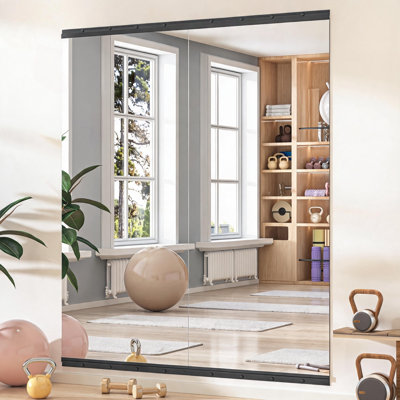 Miroir de salle de bain en verre trempé sans cadre HD (71 x 31 pouces, paquet de 2) pour des entraînements précis