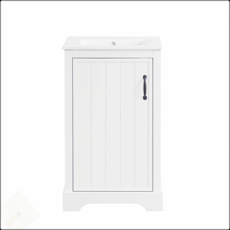 Meuble-lavabo moderne de 20 pouces avec lavabo en céramique, porte à fermeture douce et nombreuses solutions de rangement