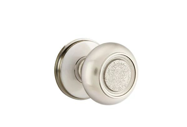 Ensemble de mortaise intérieure Emtek avec rosette Watford et bouton Belmont (droit), Nickel satiné
