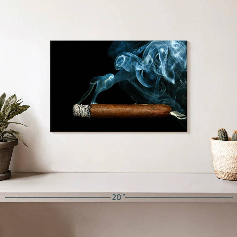 Senne Cigar With Smoke, 8" H x 12" W