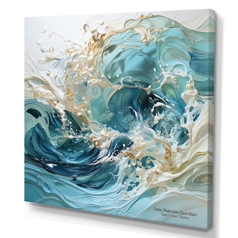 «Ocean Charm», art de vague liquide, Toile tendue, H 30 po x l 30 po x P 1 po