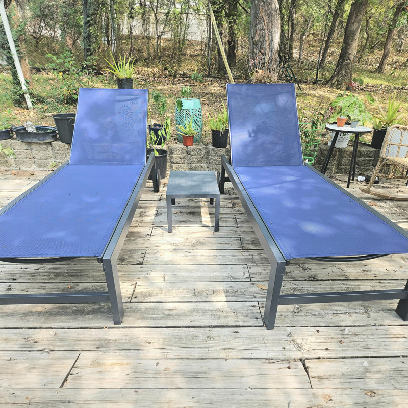 Ensemble de chaises longues inclinables 74,02 po, Marine