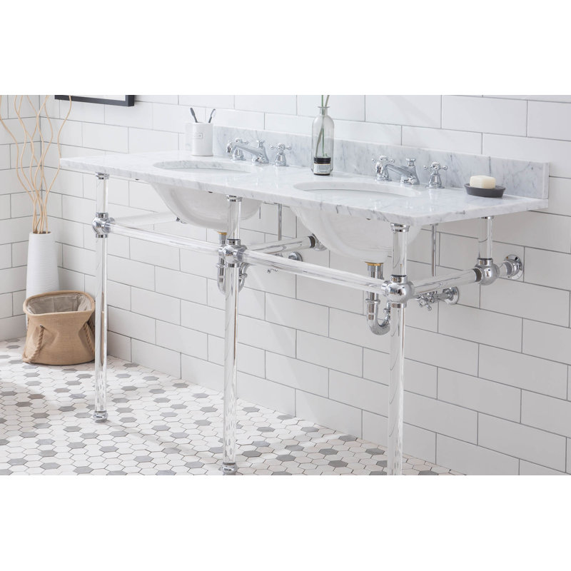 Greyleigh Copeland 60" Stone Oval Bathroom Sink with Overflow, Chrome, Satin Brass