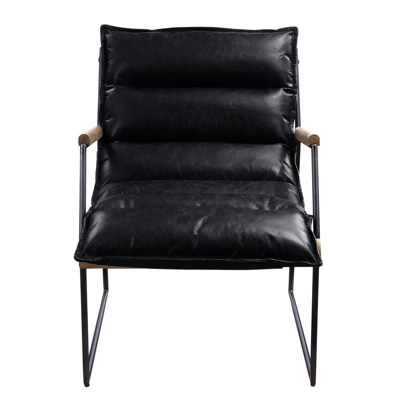 Fauteuil luge confortable en cuir - finition avec style vieilli
