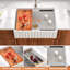 Évier de cuisine en céramique blanche 33 po x 33 po L 33 po x l 20 po-125421504