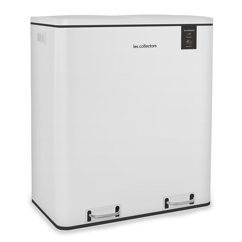 pedal bin N ° 918 capacity 60 L, 2 compartments 30 L, removable bins, recycling, separate waste collection, low -noise closure, white