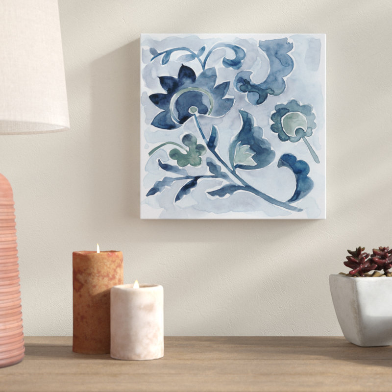 Indigo Ornament VI by Chariklia Zarris - Wrapped Canvas Painting, 30cm H x 30cm W x 3.8cm D