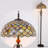 Tiffany-Style Stained Glass Floor Lamp, Antique Bronze Pole With Fish Scale Design - 70" Height, 16" Shade Width