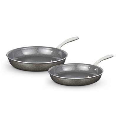 Tower T900202 Cerastone Pro Forged Aluminium 2 Piece Frying Pan Set with Riveted Steel Handles, Non-stick Coating, Graphite