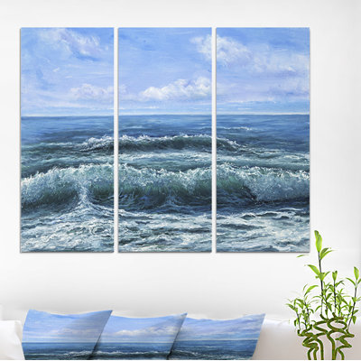 «Calming Waves in Ocean», reproduction de peinture à l'huile à multiples images sur toile tendue