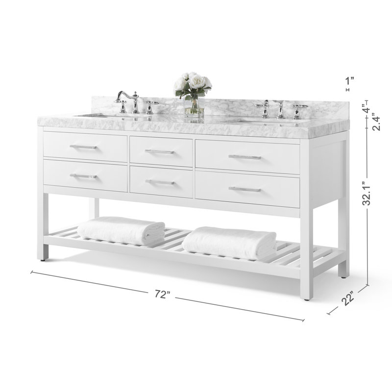 Elizabeth 72'' W Double Vanity, White| Brushed Nickel