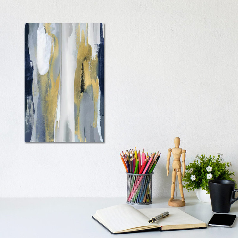 Converge Blue And Gold I by Jackie Hanson - Wrapped Canvas Print, 20.32 cm H x 30.48 cm W