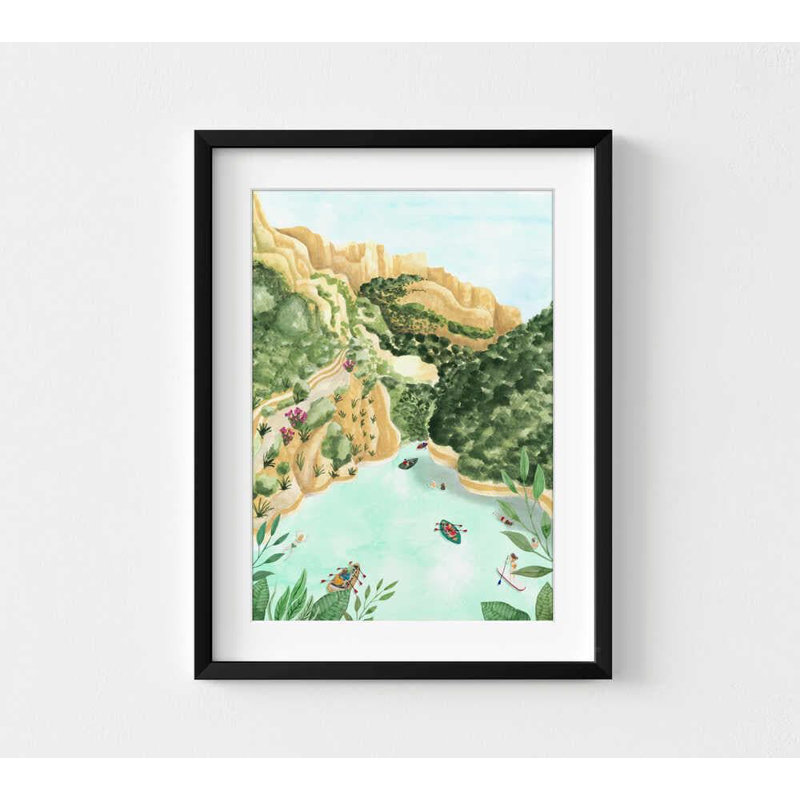 «Scenic Canyon River», reproduction d'art encadrée personnalisable par Karen Menzenbach, 40" H x 30" W, Framed Print with Mat